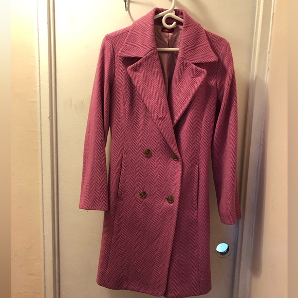 NWOT PHB NYC vintage double-breasted pink coat, wool blend, size M - Picture 2 of 5